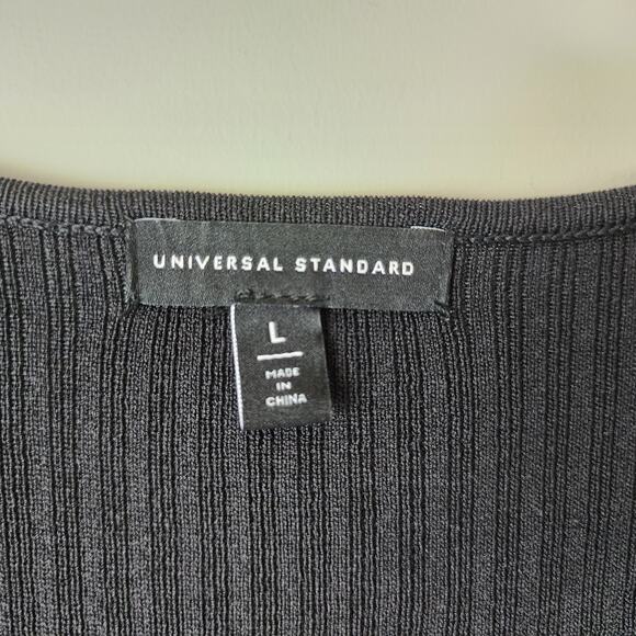 Universal Standard Twist Knit Ribbed Dress Black LARGE Stretch - Picture 6 of 7